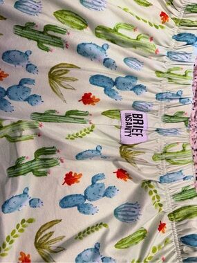 Brief Insanity Cactus Print Pajama bottoms- White with Green & Blue